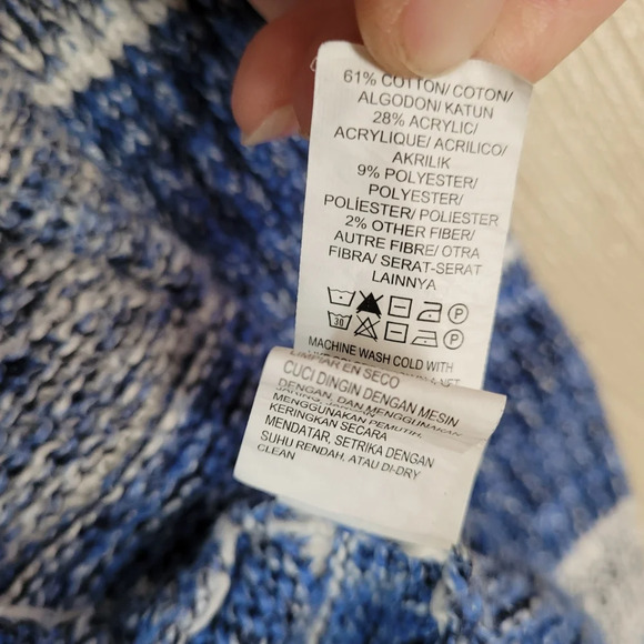 Lucky Brand Blue White Stripe Open Front Cardigan Sweater Size Women's Medium - Picture 10 of 10